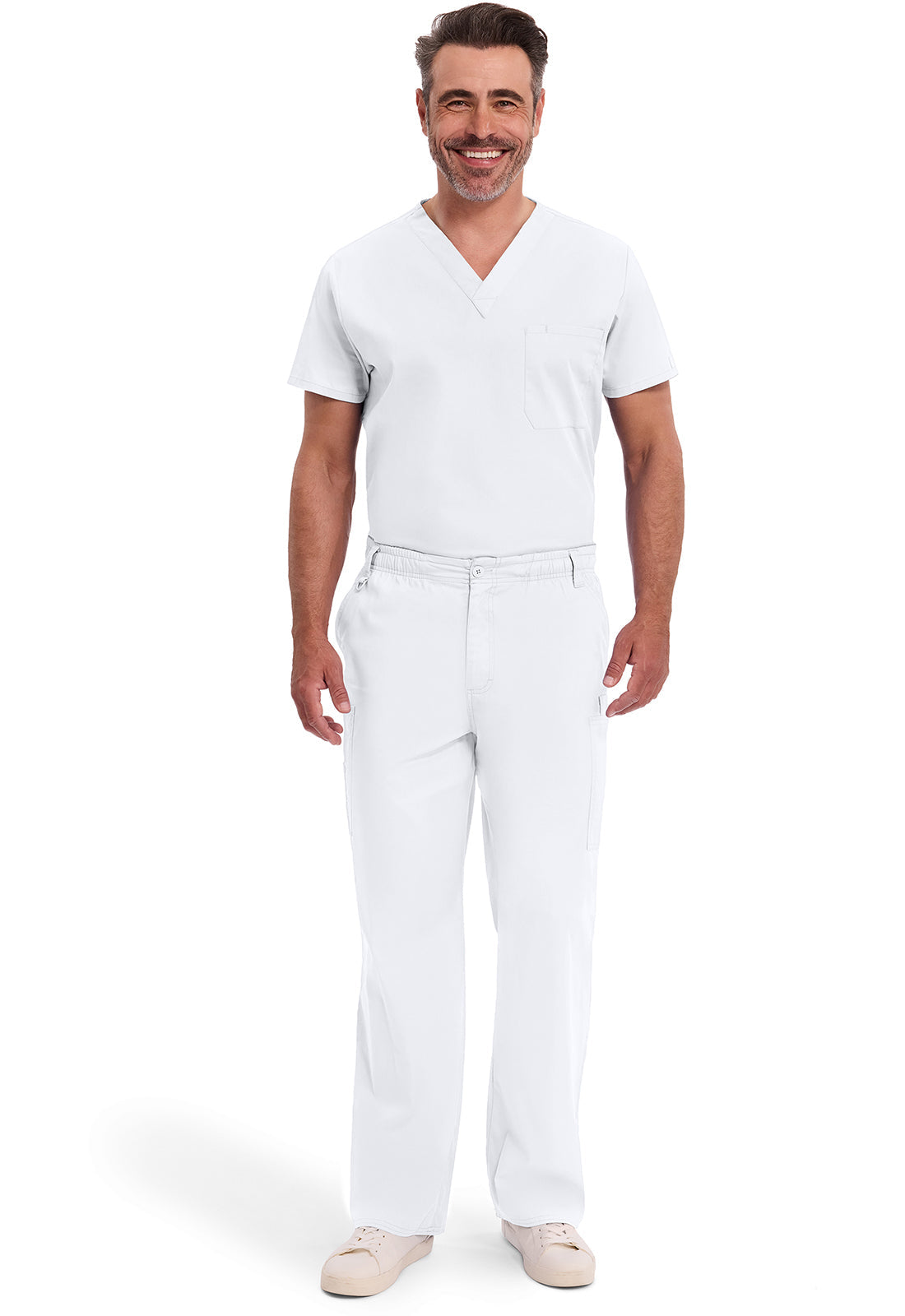 EDS Signature 81006 Men's Zip Fly Pull-On Scrub Pants White