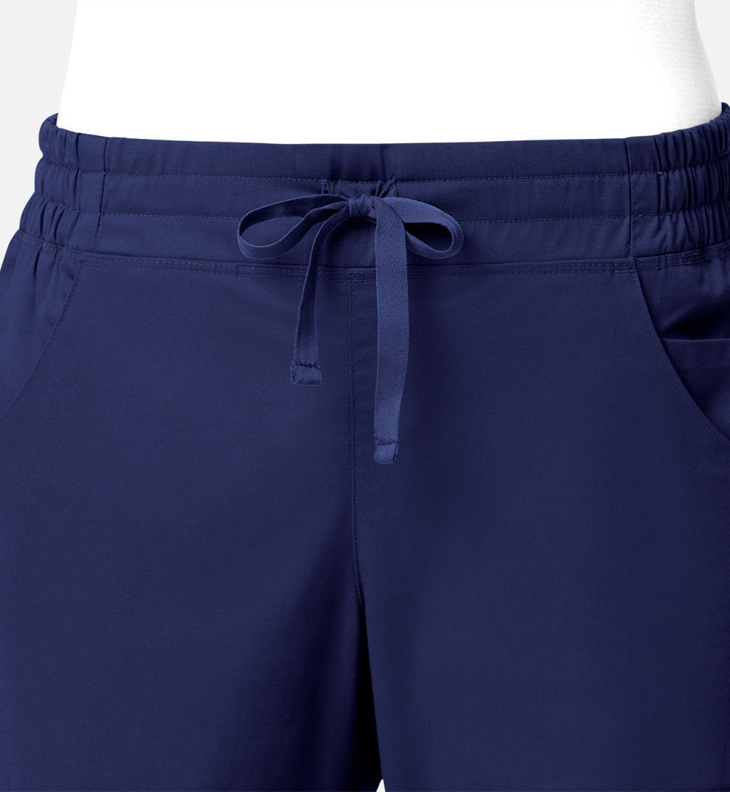 Blossom Signature 8102 Ladies Mesh Pocket 3-Quaters Elastic Band Pants Real Navy