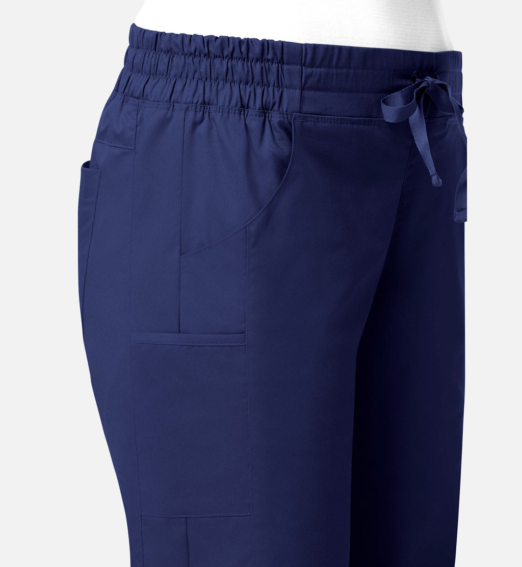 Blossom Signature 8102 Ladies Mesh Pocket 3-Quaters Elastic Band Pants Real Navy