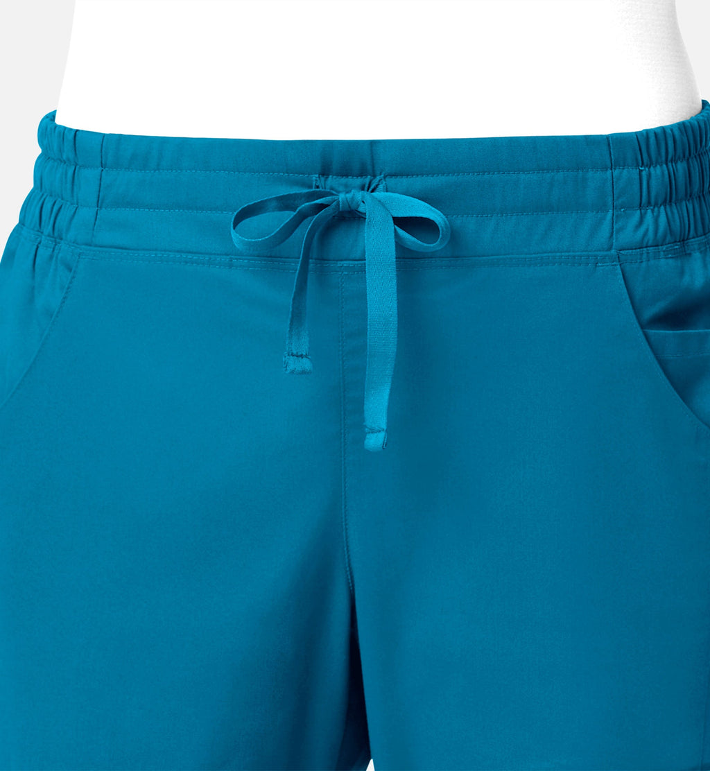 Blossom Signature 8102 Ladies Mesh Pocket 3-Quaters Elastic Band Pants Teal Blue