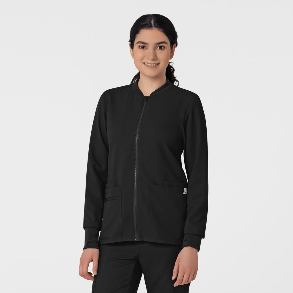 Thrive 8122 Flex-n-Reach Zip-Front Jacket Black