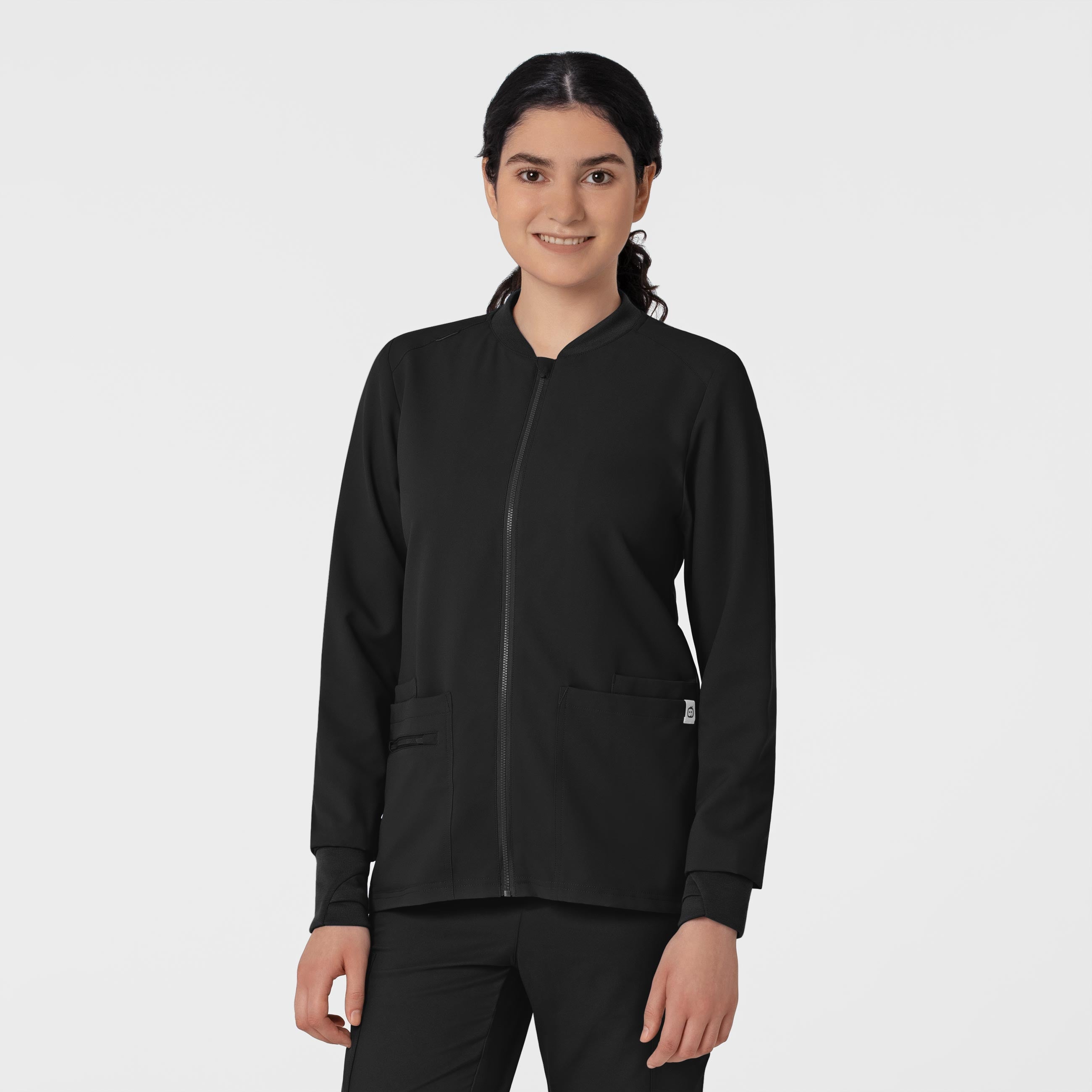 Thrive 8122 Flex-n-Reach Zip-Front Jacket Black