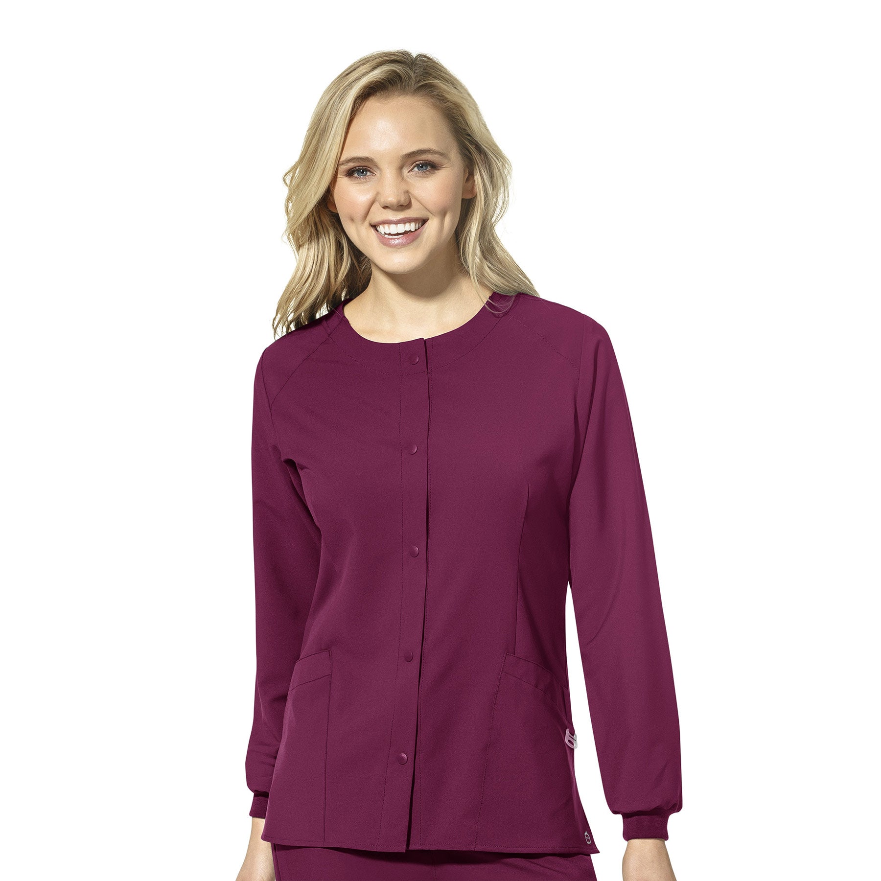 W123 8155 Crew Neck Warm Up Jacket Wine