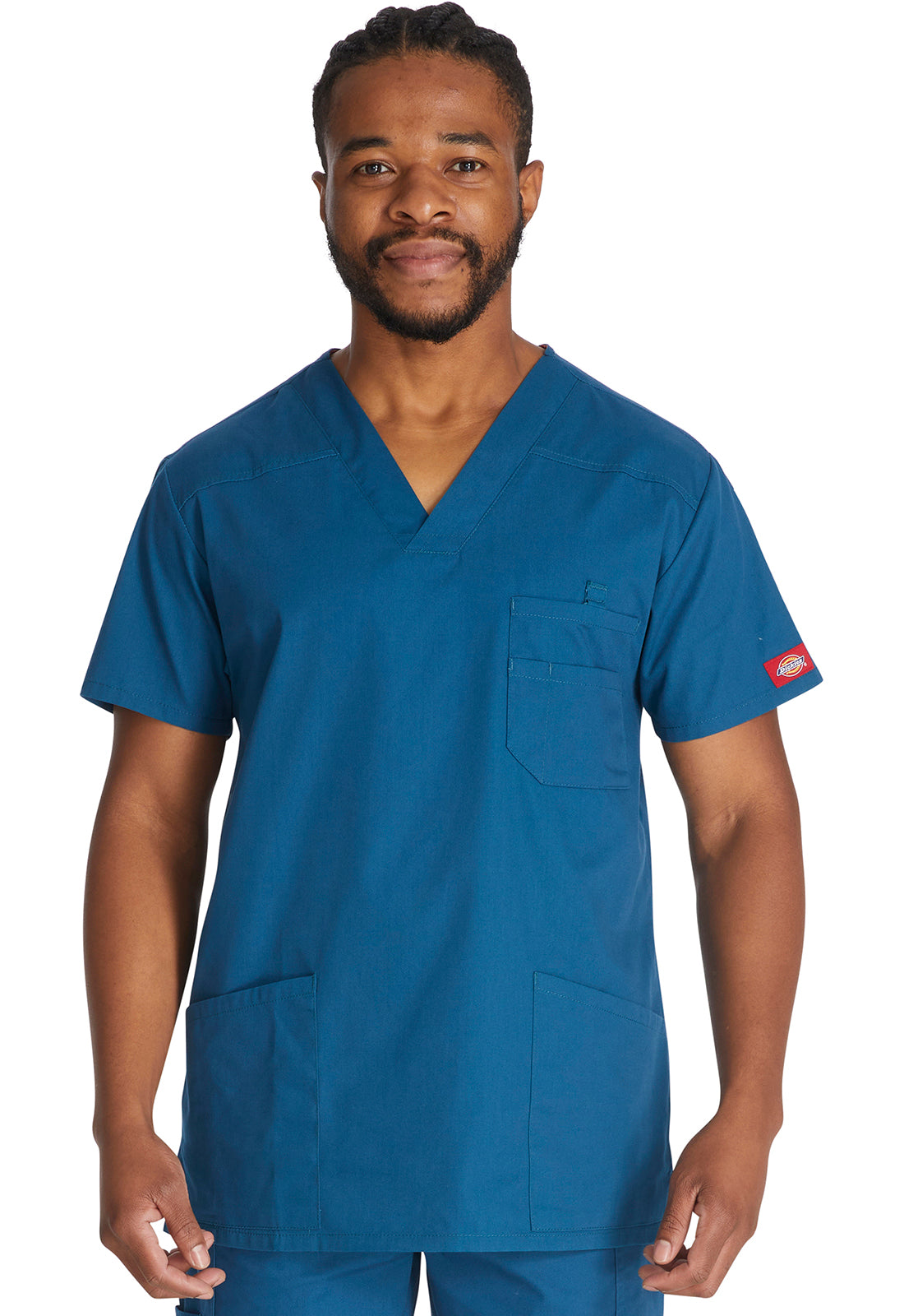 EDS Signature 81906 Men's V-Neck Scrub Top Caribbean Blue