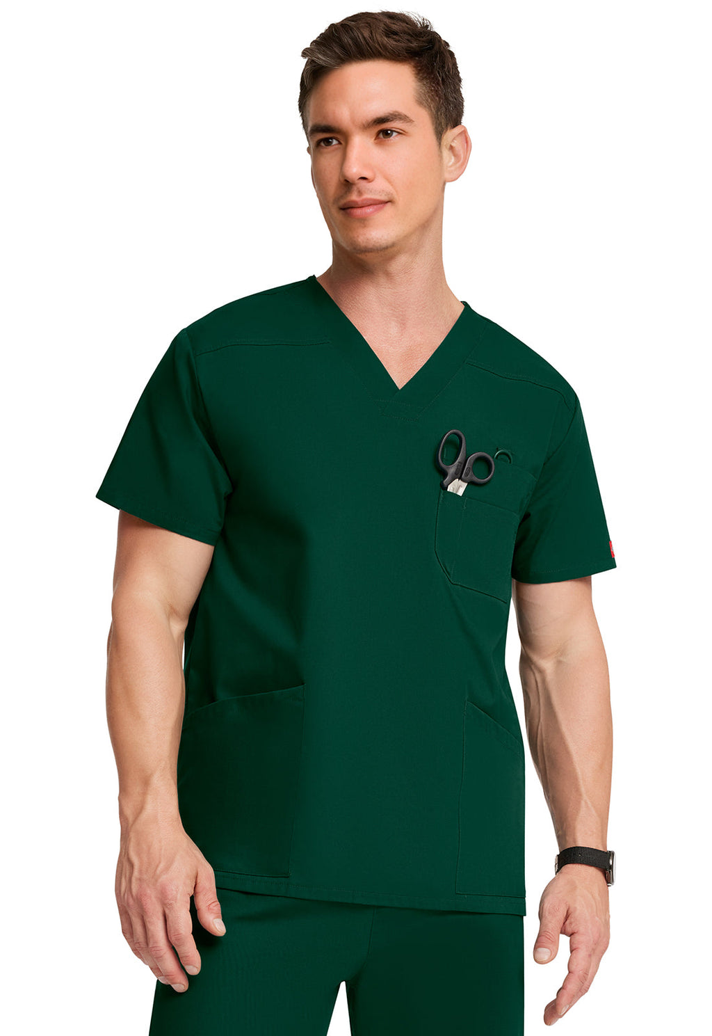 EDS Signature 81906 Men's V-Neck Scrub Top Hunter Green