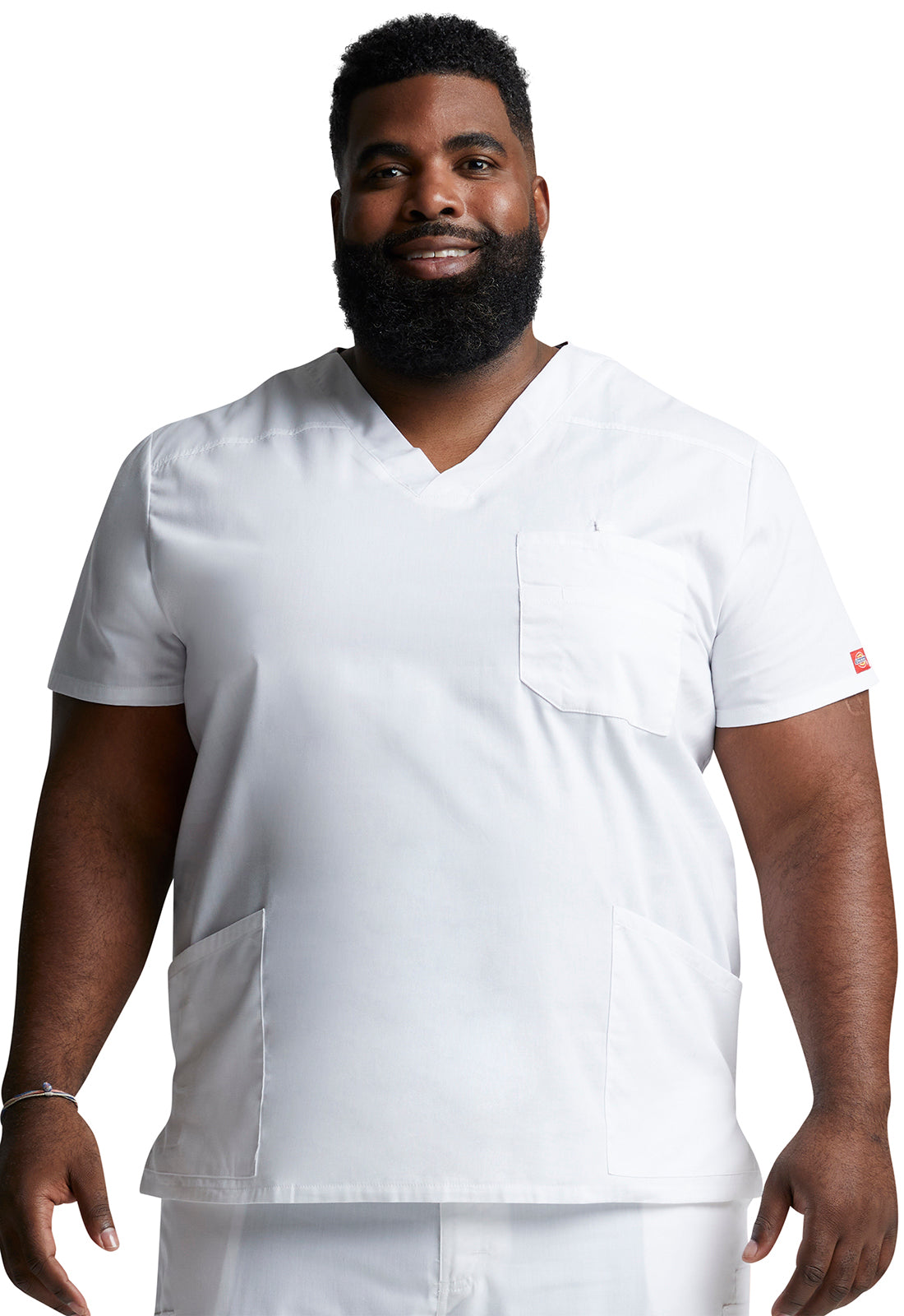 EDS Signature 81906 Men's V-Neck Scrub Top White