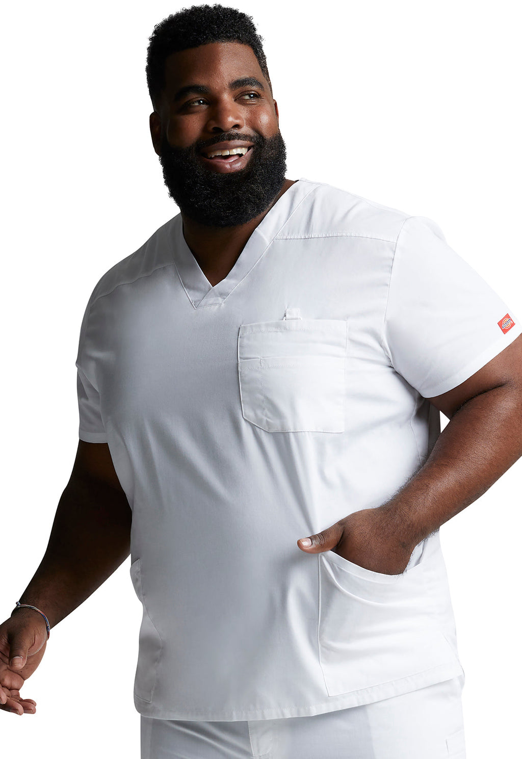 EDS Signature 81906 Men's V-Neck Scrub Top White