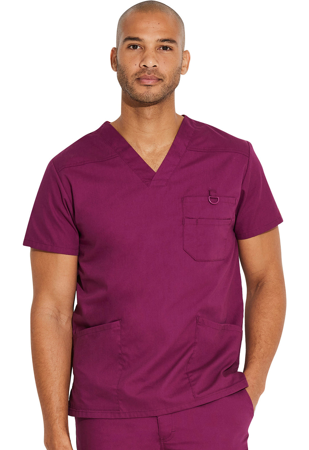 EDS Signature 81906 Men's V-Neck Scrub Top Wine