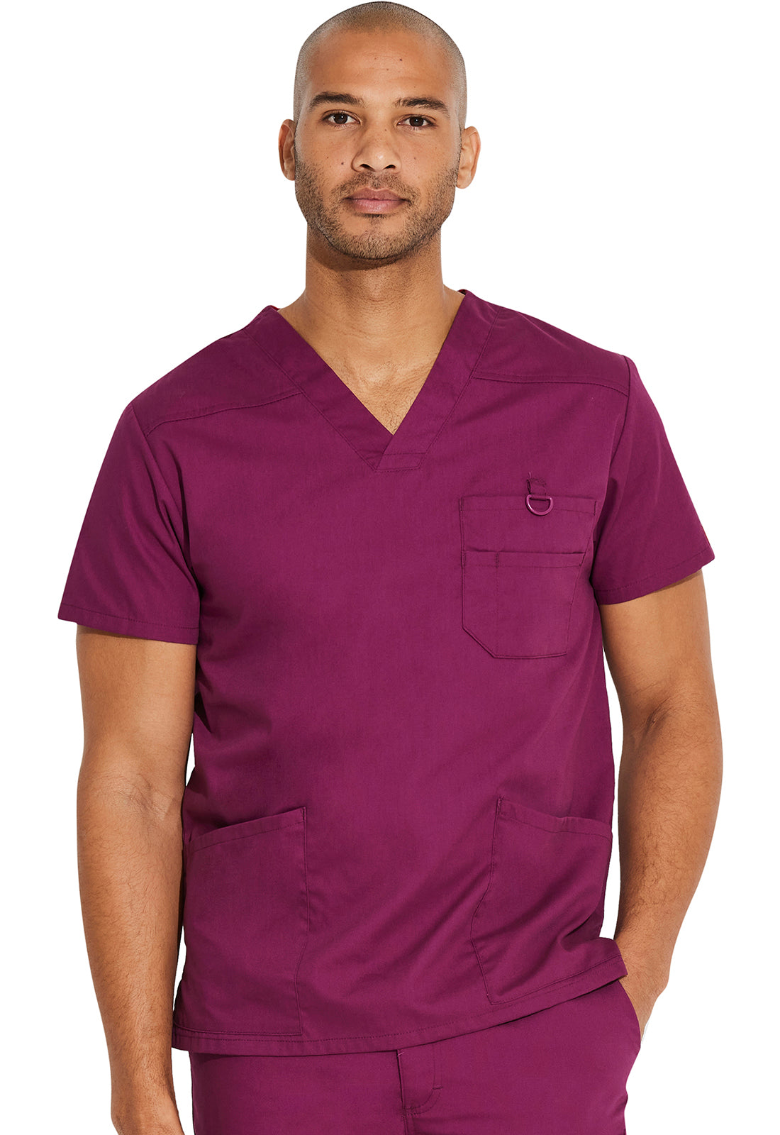 EDS Signature 81906 Men's V-Neck Scrub Top Wine