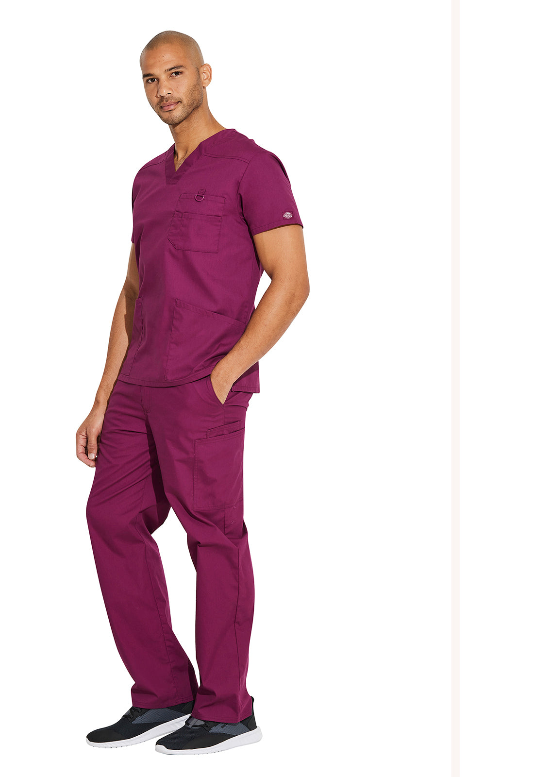 EDS Signature 81906 Men's V-Neck Scrub Top Wine