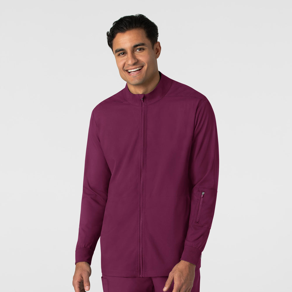 Boundless 8351 Men's Warm Up Scrub Jacket Wine