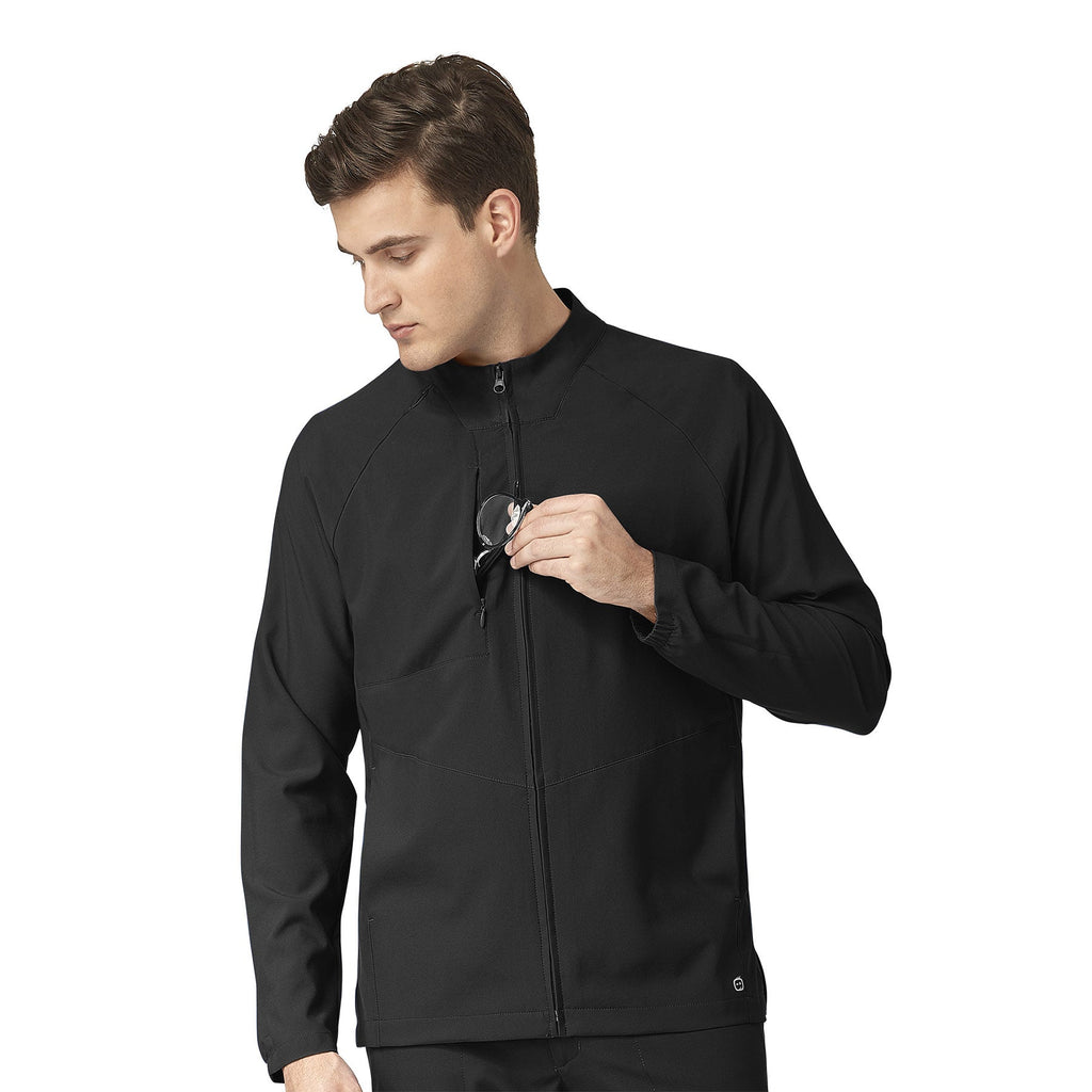 W123 8355 Men's Zip Front Warm Up Jacket Black