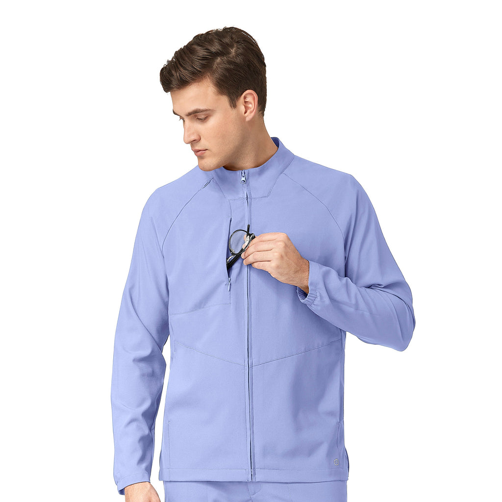 W123 8355 Men's Zip Front Warm Up Jacket Ceil Blue