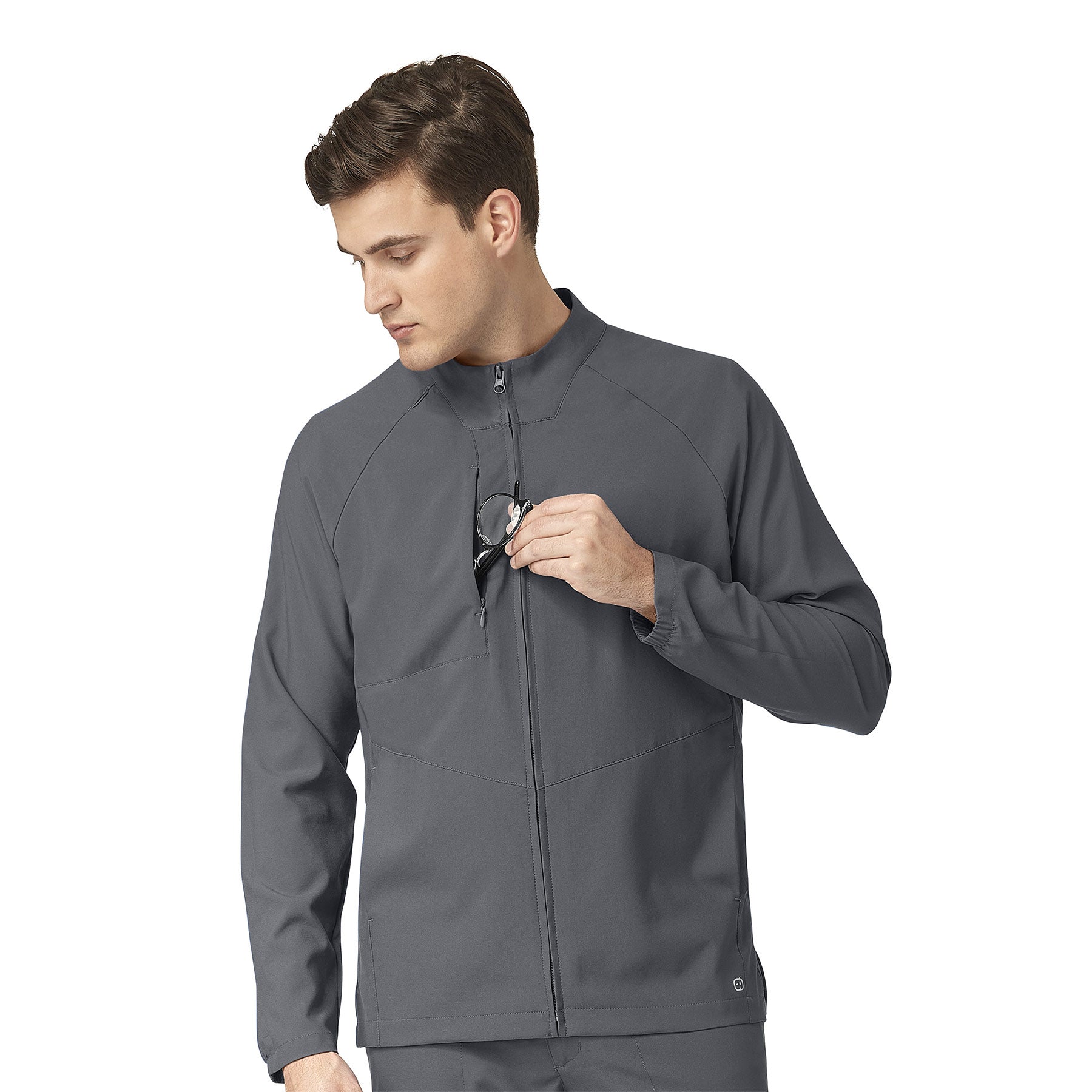 W123 8355 Men's Zip Front Warm Up Jacket Pewter