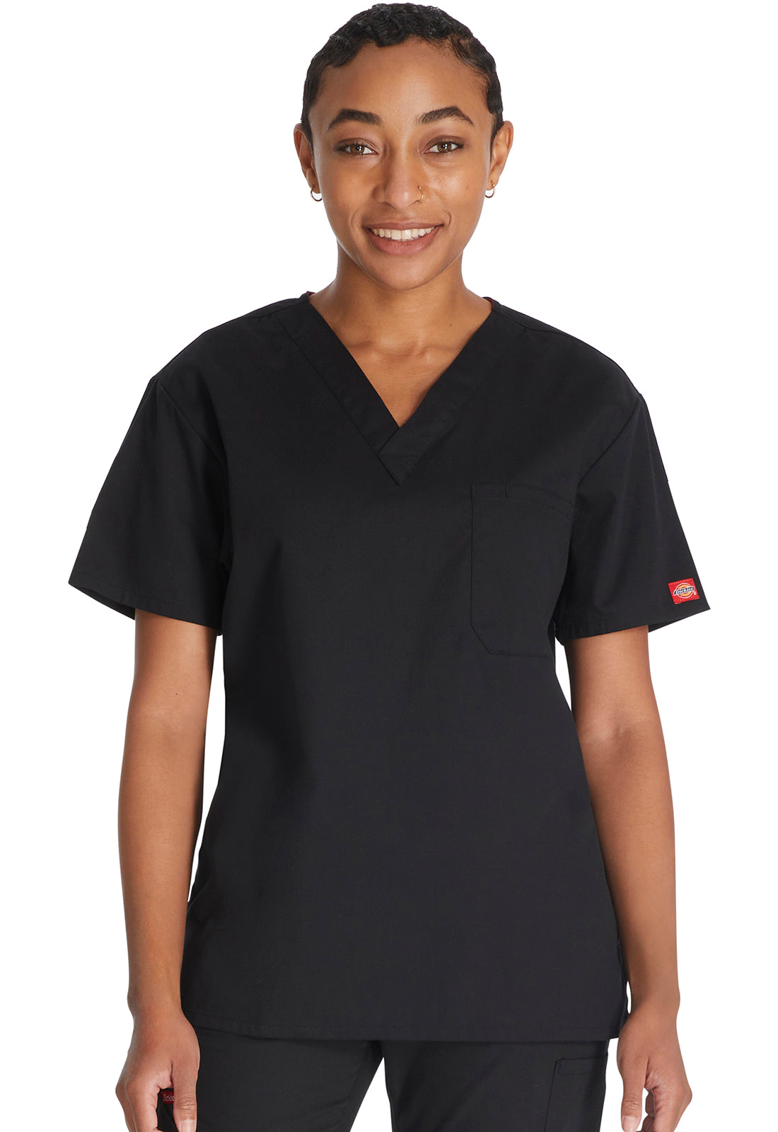 EDS Signature 83706 Unisex Unisex Tuckable V-Neck Scrub Top Black