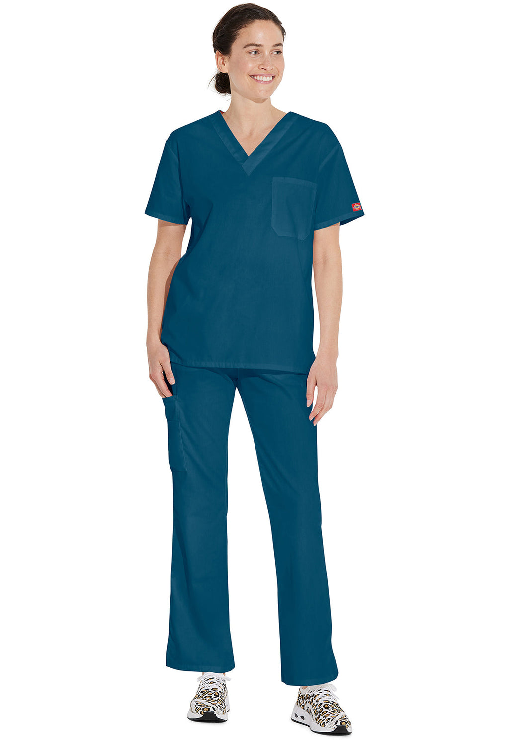 EDS Signature 83706 Unisex Unisex Tuckable V-Neck Scrub Top Caribbean Blue
