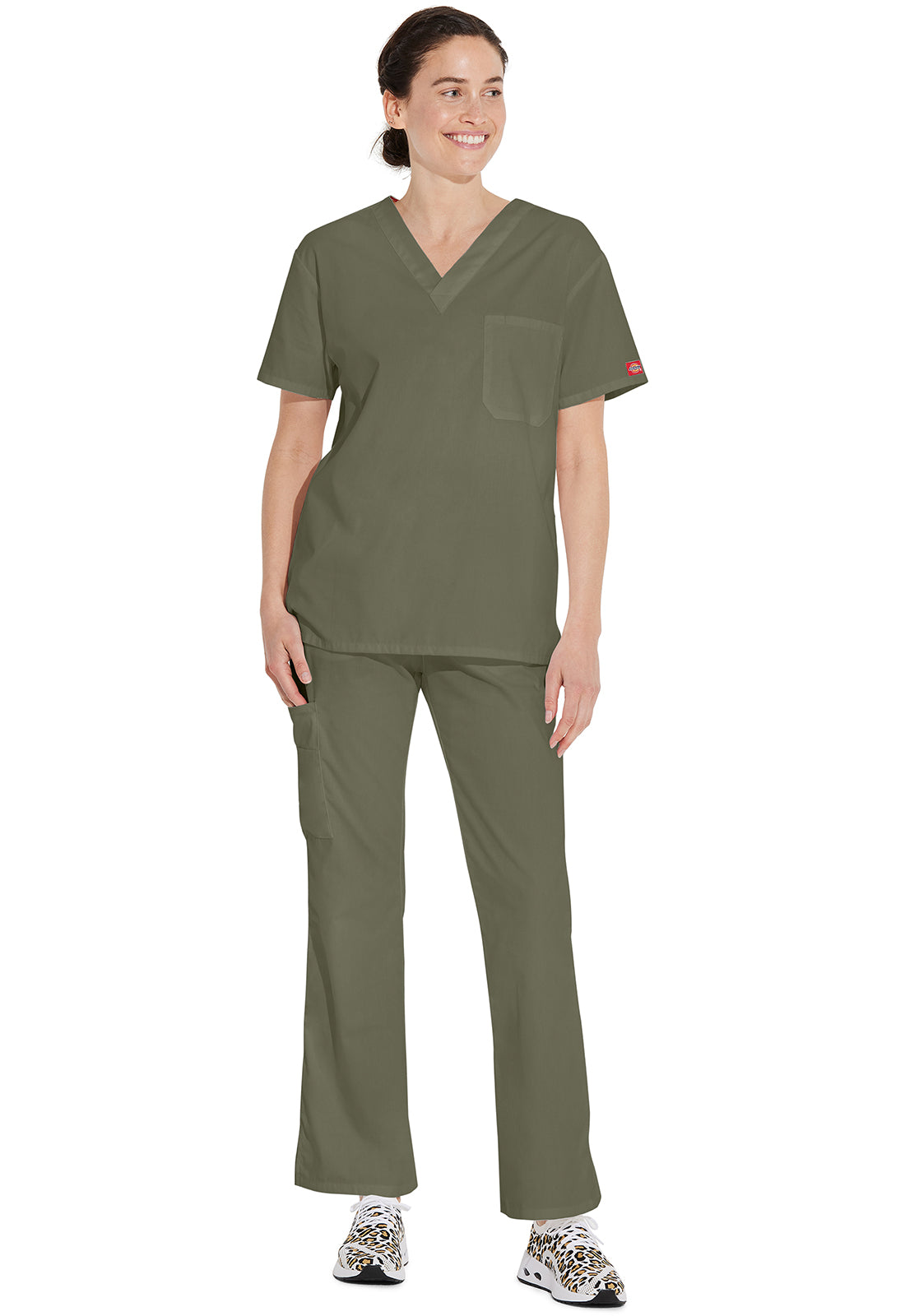 EDS Signature 83706 Unisex Unisex Tuckable V-Neck Scrub Top Olive