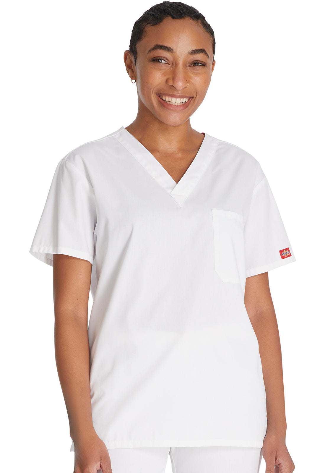 EDS Signature 83706 Unisex Unisex Tuckable V-Neck Scrub Top White