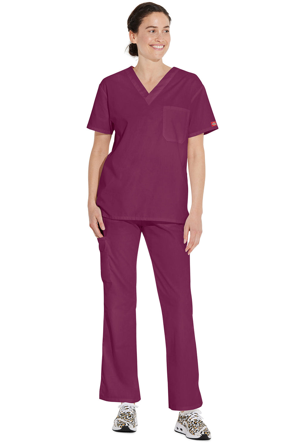 EDS Signature 83706 Unisex Unisex Tuckable V-Neck Scrub Top Wine