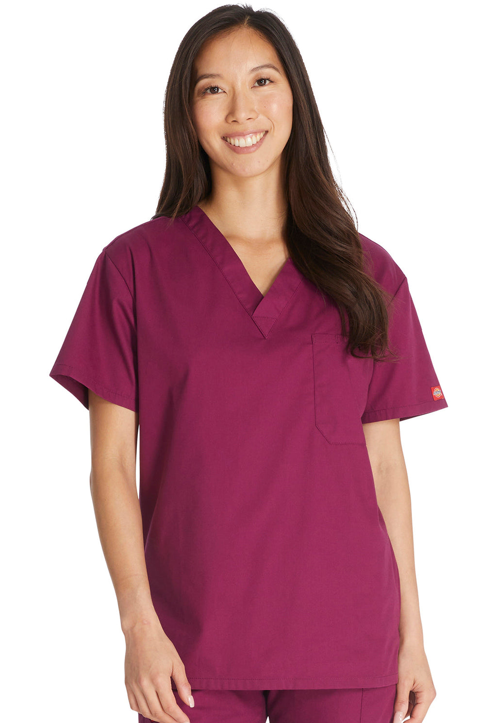EDS Signature 83706 Unisex Unisex Tuckable V-Neck Scrub Top Wine