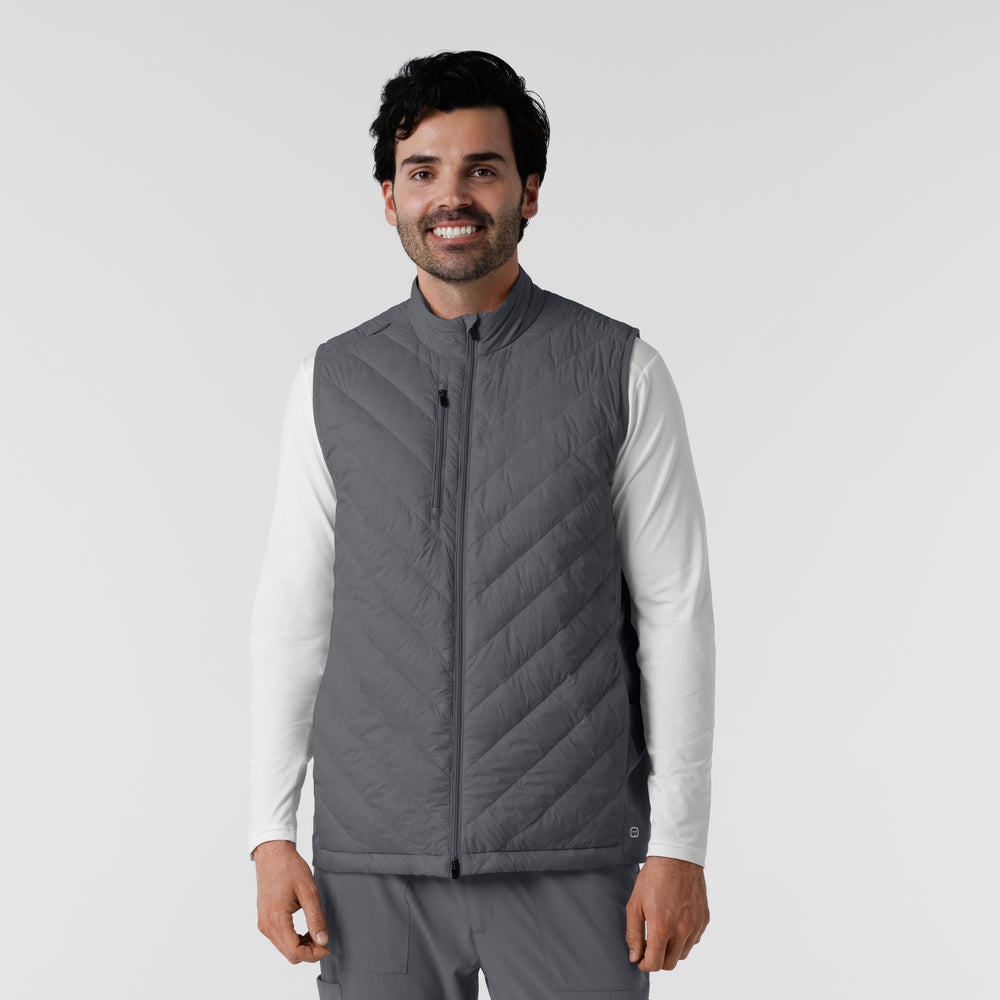 Layers 8377 Men's Quilted Scrub Vest Pewter