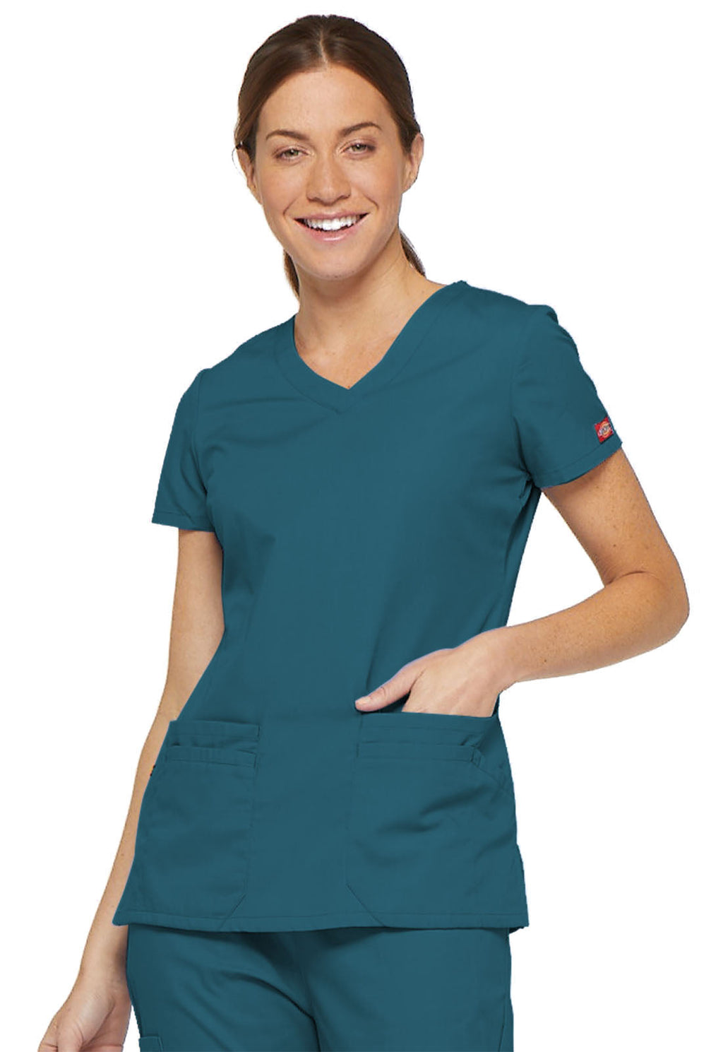 EDS Signature 85906 Women's V-Neck Scrub Top Caribbean Blue