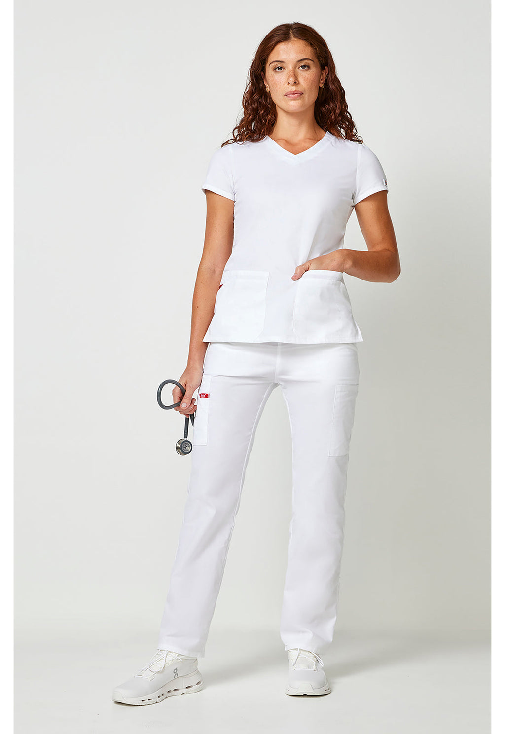 EDS Signature 85906 Women's V-Neck Scrub Top White