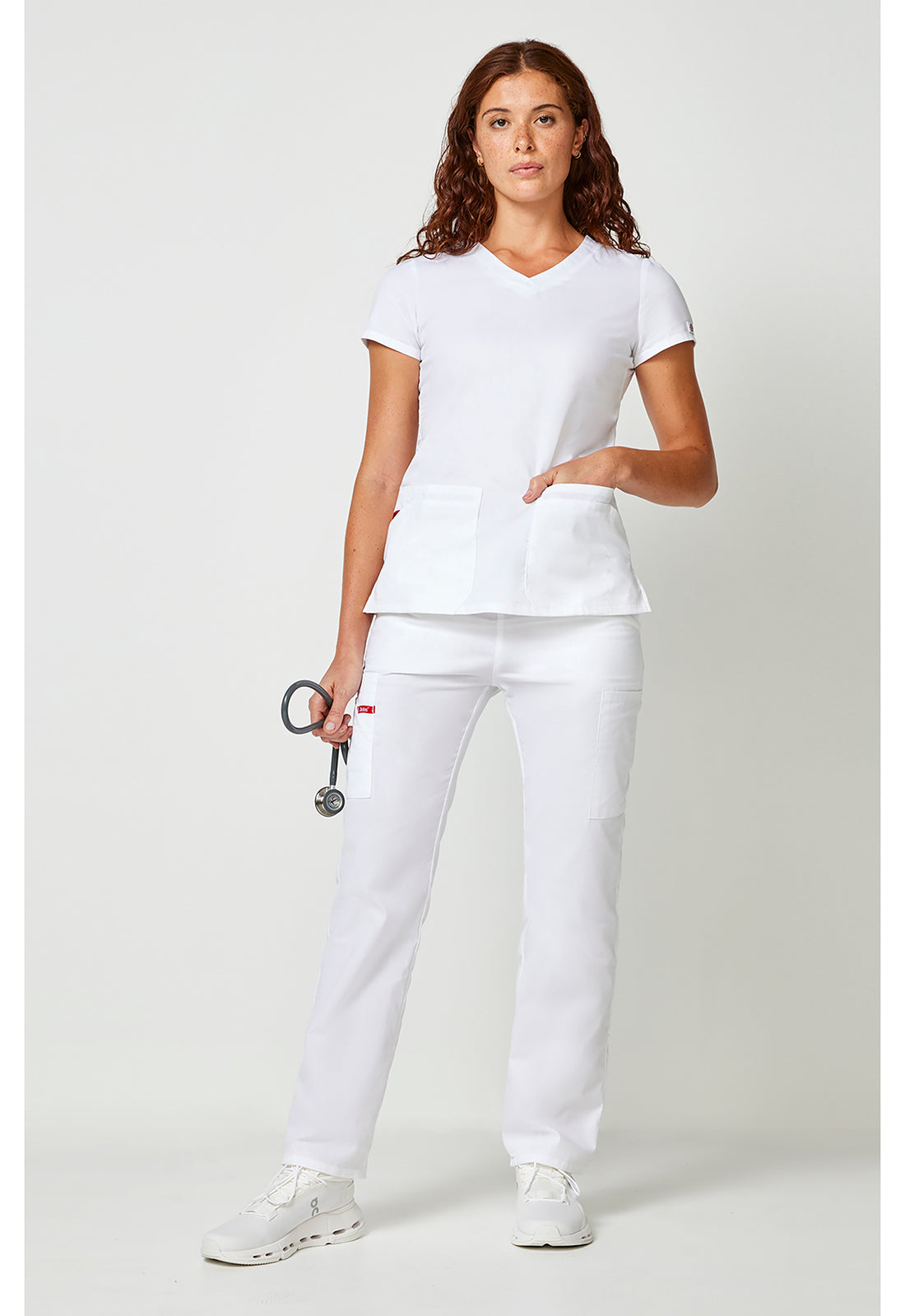 EDS Signature 85906 Women's V-Neck Scrub Top White