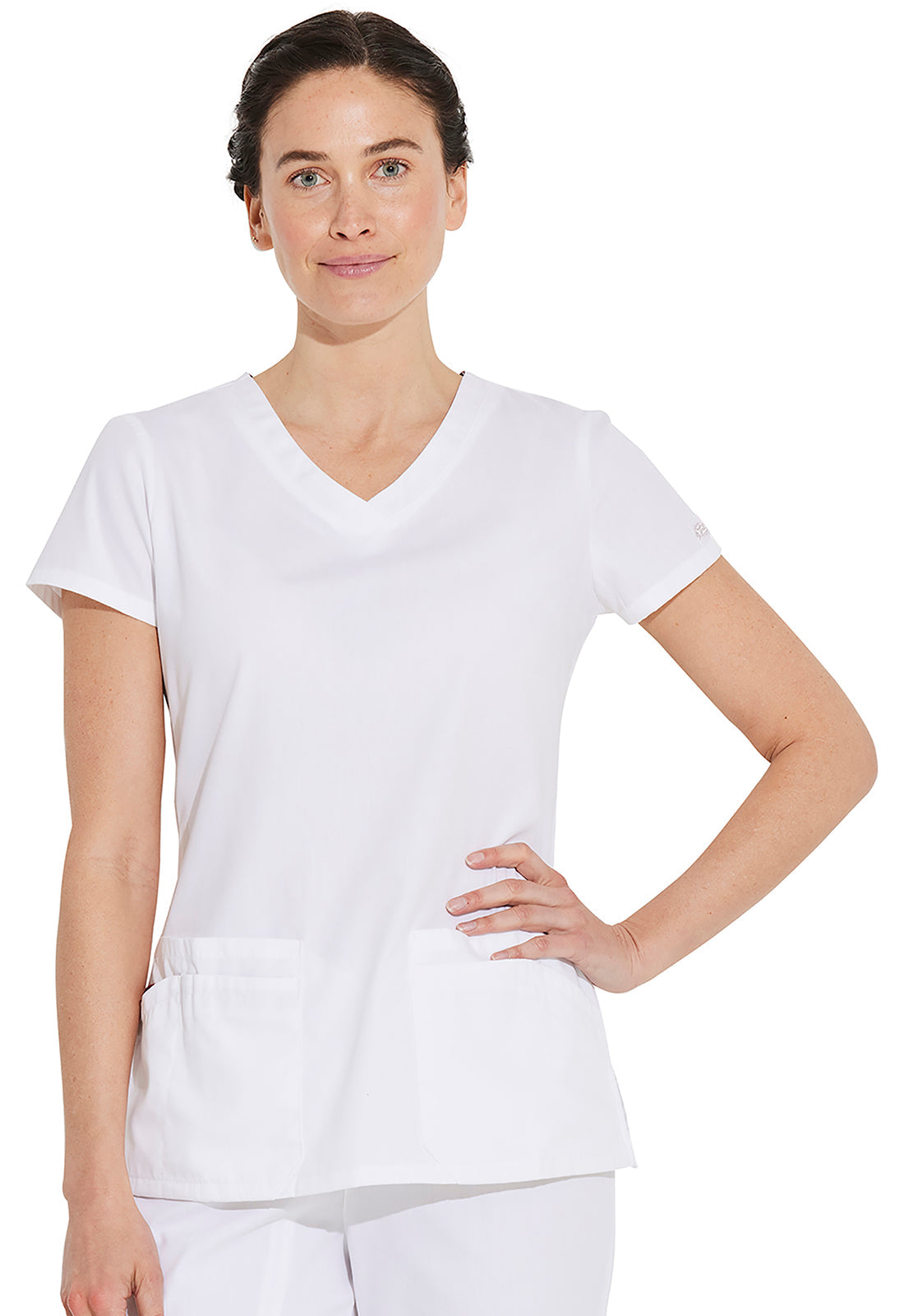 EDS Signature 85906 Women's V-Neck Scrub Top White
