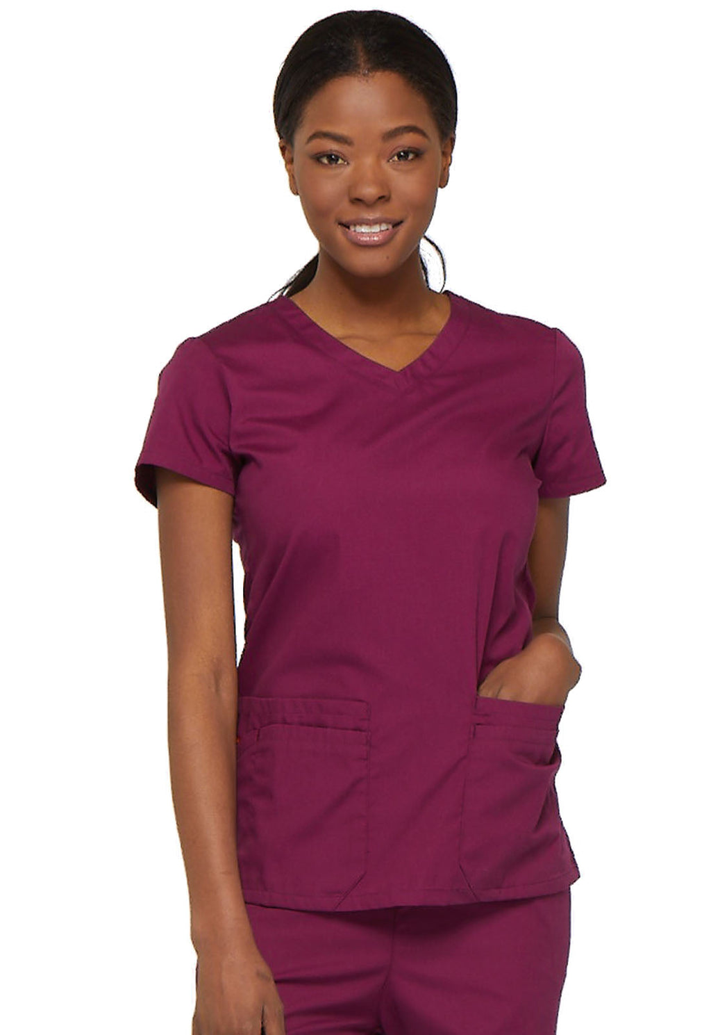 EDS Signature 85906 Women's V-Neck Scrub Top Wine