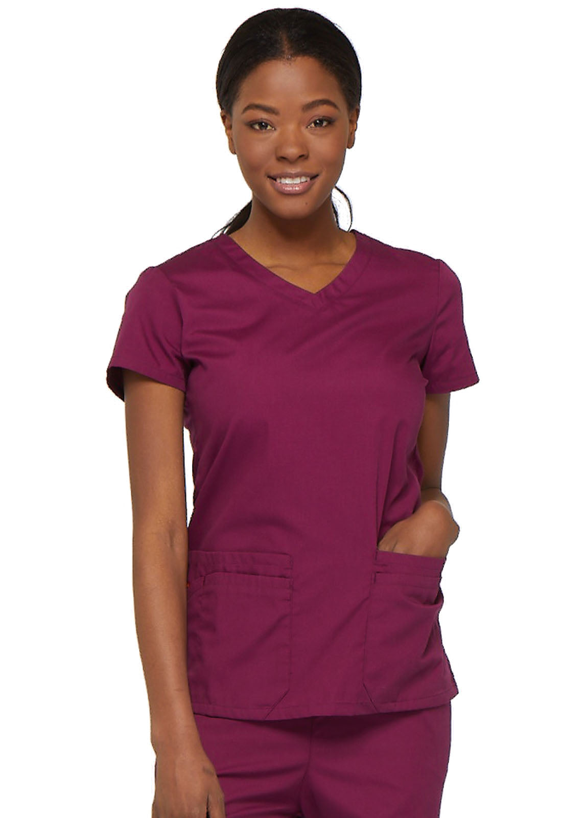 EDS Signature 85906 Women's V-Neck Scrub Top Wine