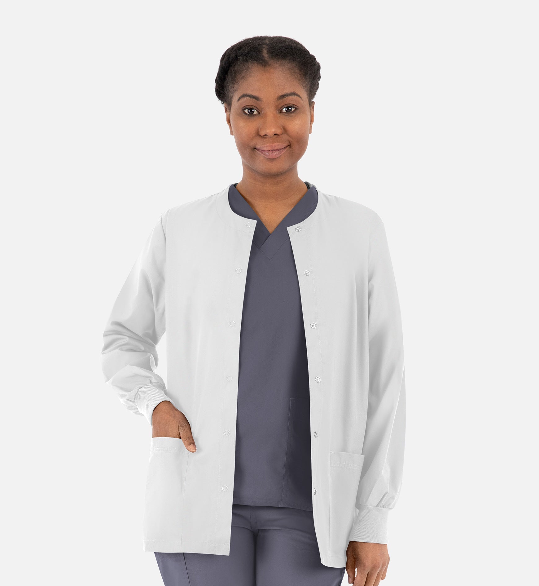 Core 8606 Unisex Snap Jacket White
