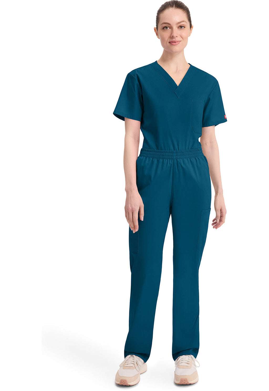 EDS Signature 86106 Women's Natural Rise Tapered Leg Pull-On Scrub Pants Caribbean Blue