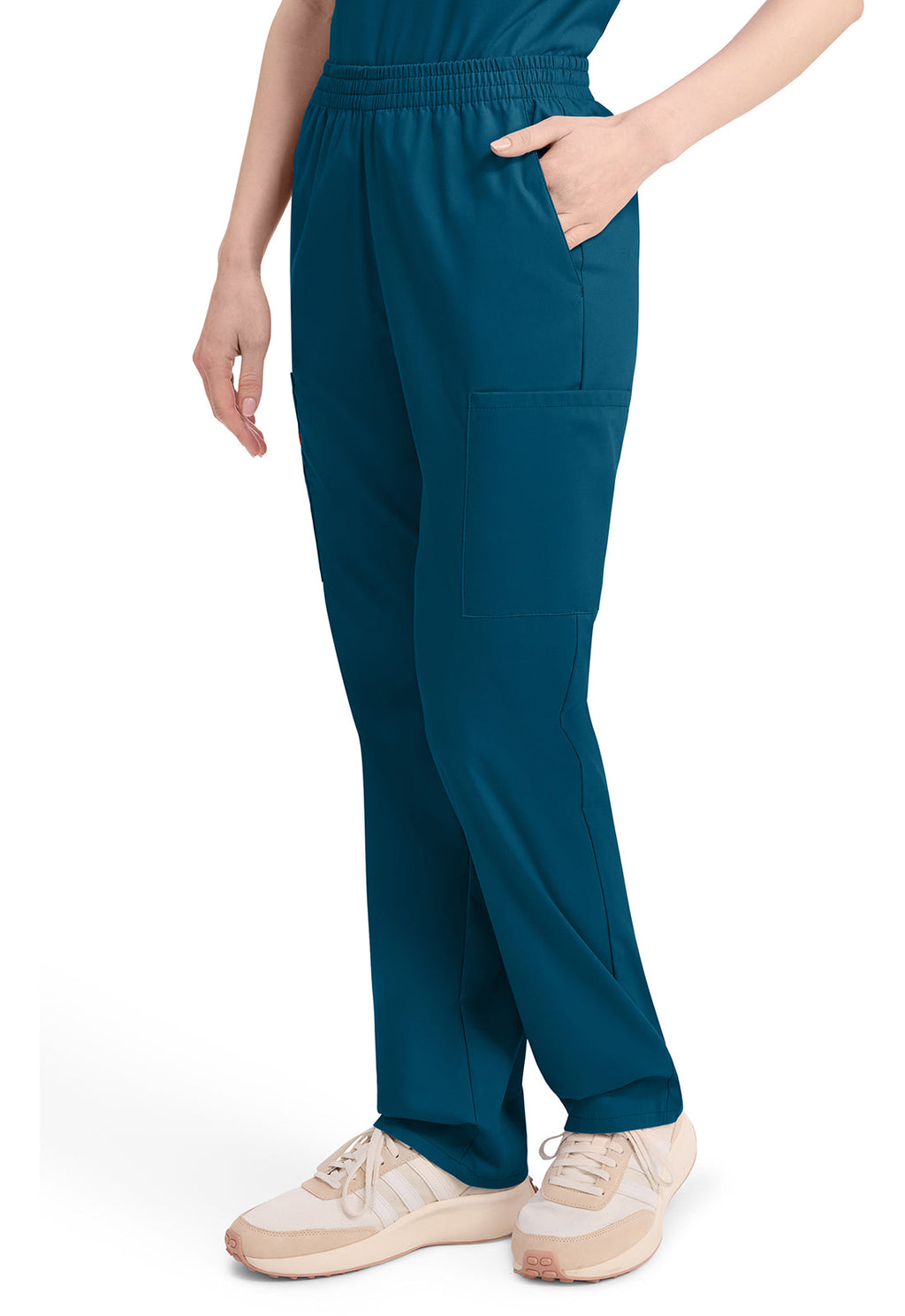 EDS Signature 86106 Women's Natural Rise Tapered Leg Pull-On Scrub Pants Caribbean Blue