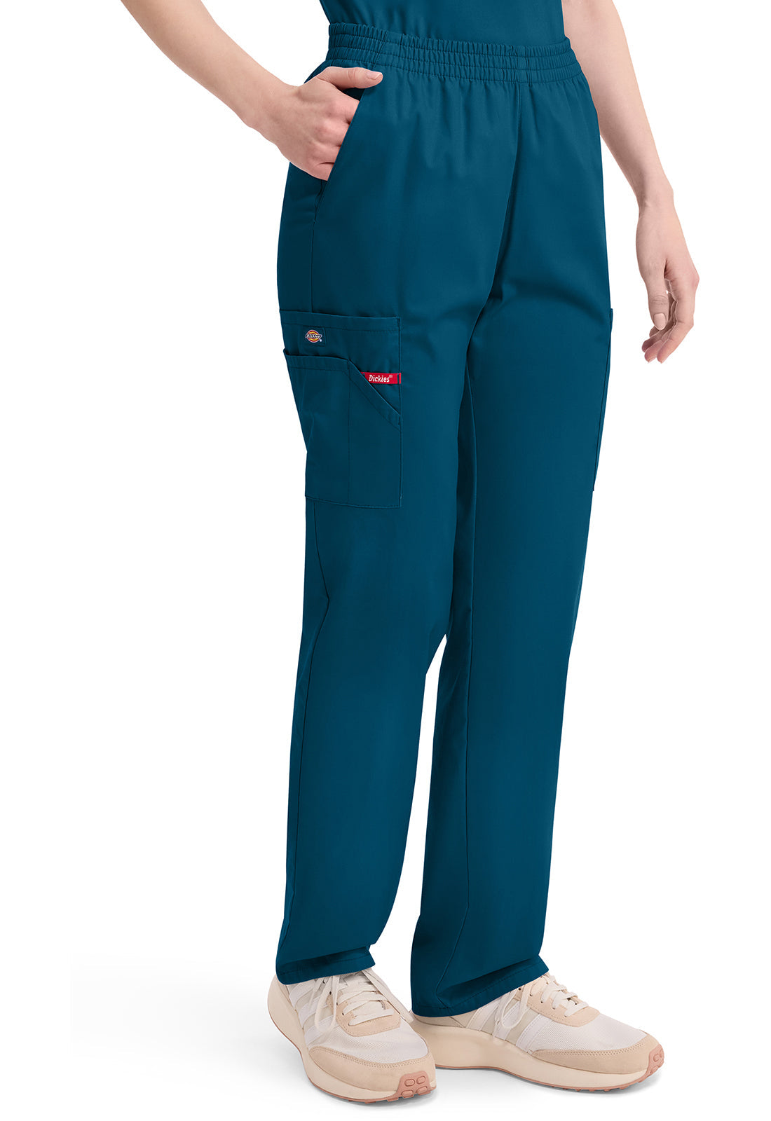 EDS Signature 86106 Women's Natural Rise Tapered Leg Pull-On Scrub Pants Caribbean Blue