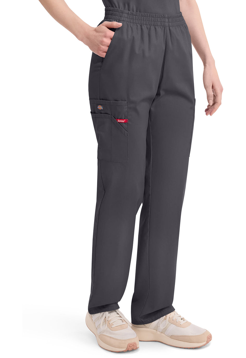 EDS Signature 86106 Women's Natural Rise Tapered Leg Pull-On Scrub Pants Pewter