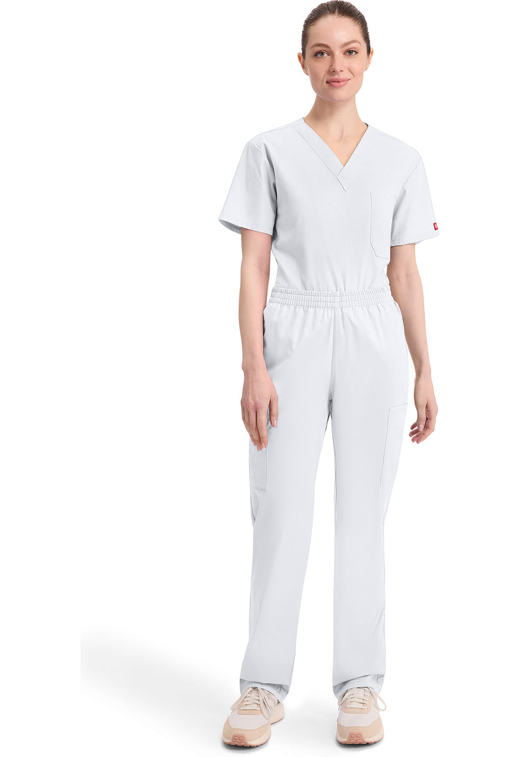 EDS Signature 86106 Women's Natural Rise Tapered Leg Pull-On Scrub Pants White