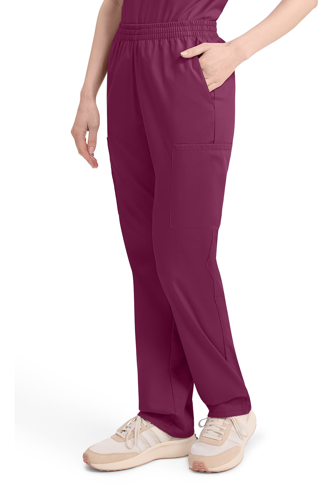 EDS Signature 86106 Women's Natural Rise Tapered Leg Pull-On Scrub Pants Wine