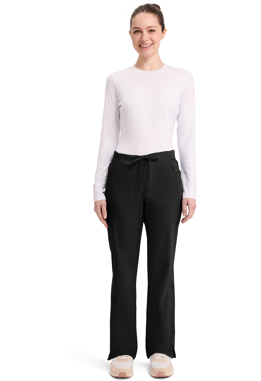 EDS Signature 86206 Women's Mid Rise Drawstring Cargo Scrub Pants Black