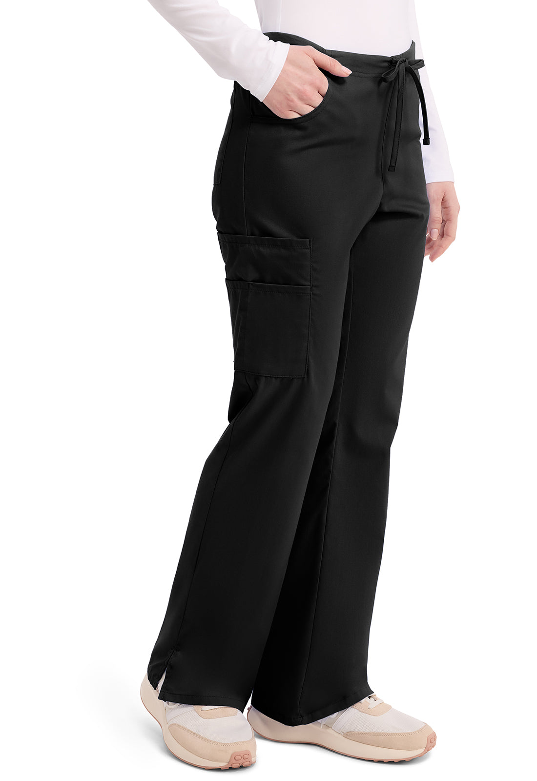 EDS Signature 86206 Women's Mid Rise Drawstring Cargo Scrub Pants Black