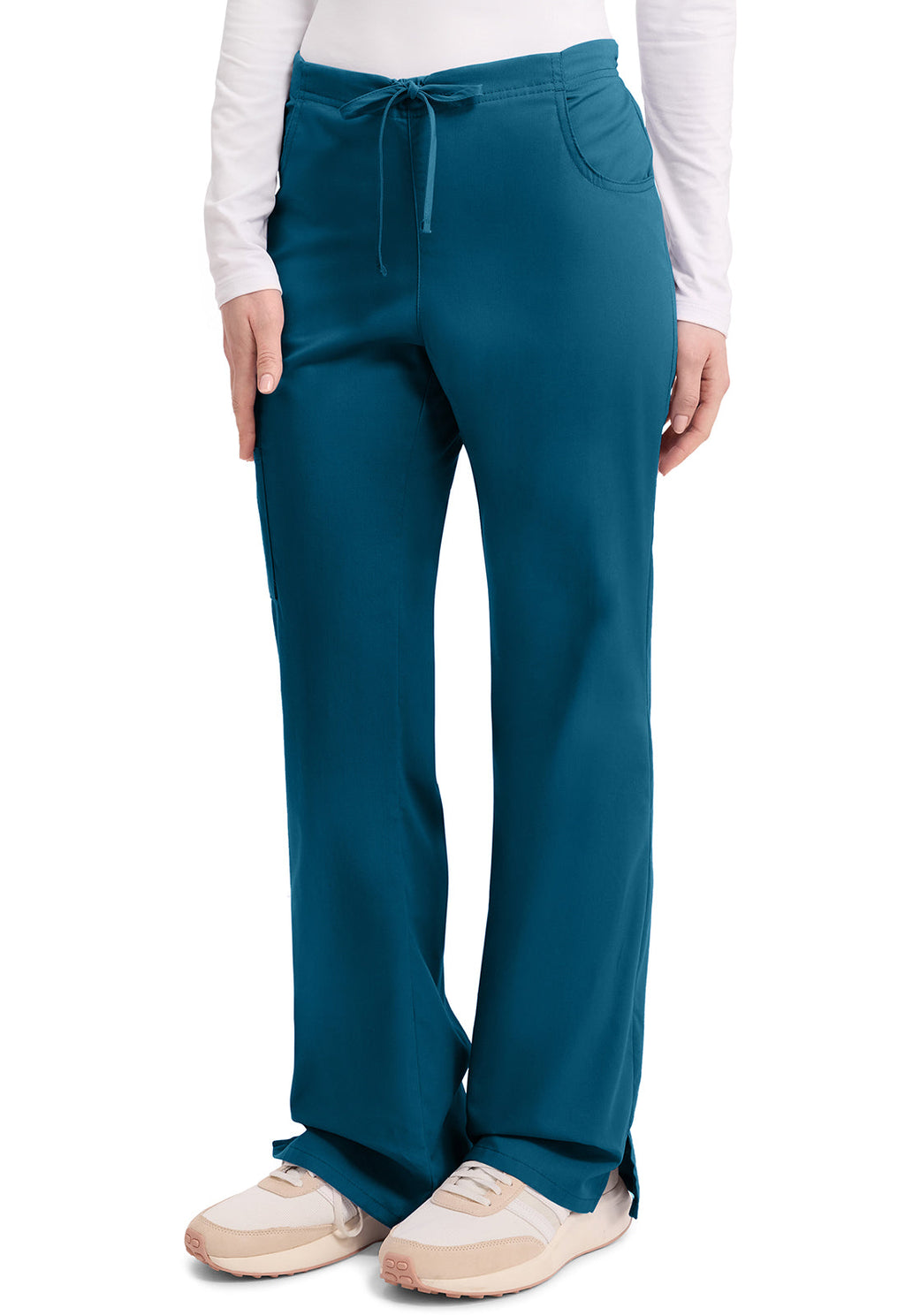 EDS Signature 86206 Women's Mid Rise Drawstring Cargo Scrub Pants Caribbean Blue