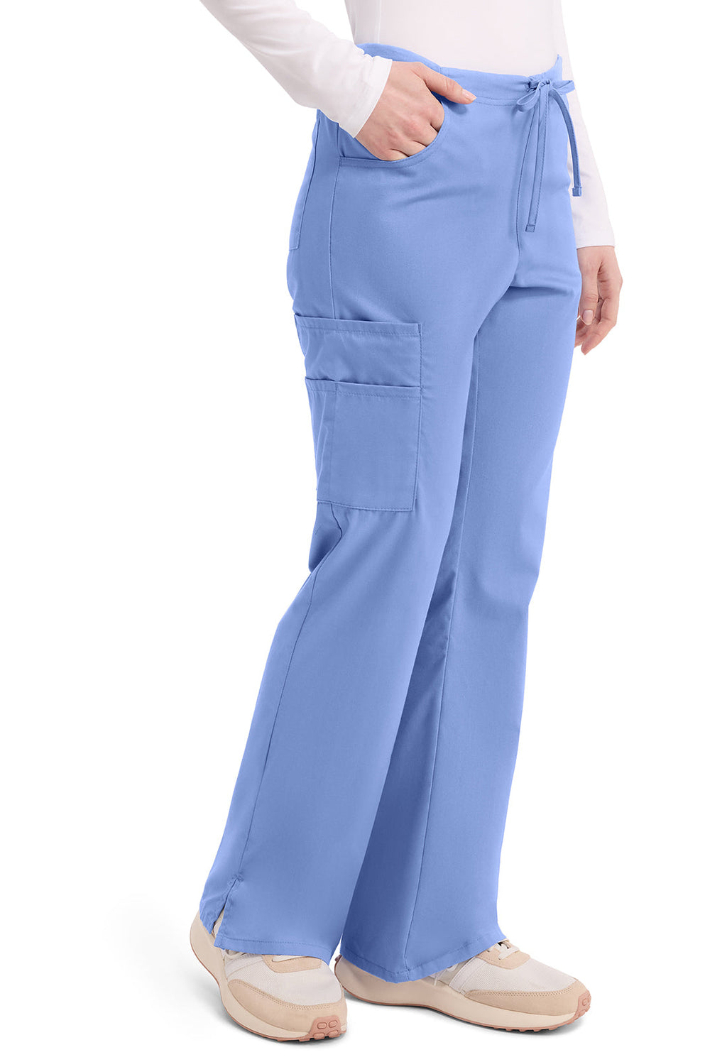EDS Signature 86206 Women's Mid Rise Drawstring Cargo Scrub Pants Ciel