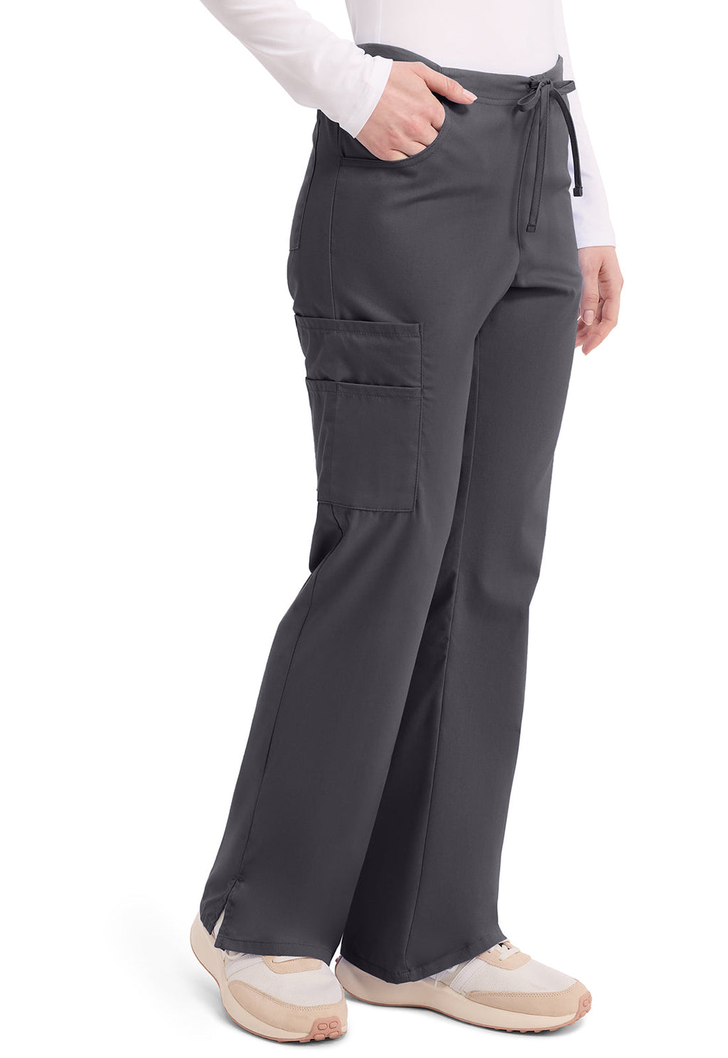 EDS Signature 86206 Women's Mid Rise Drawstring Cargo Scrub Pants Pewter