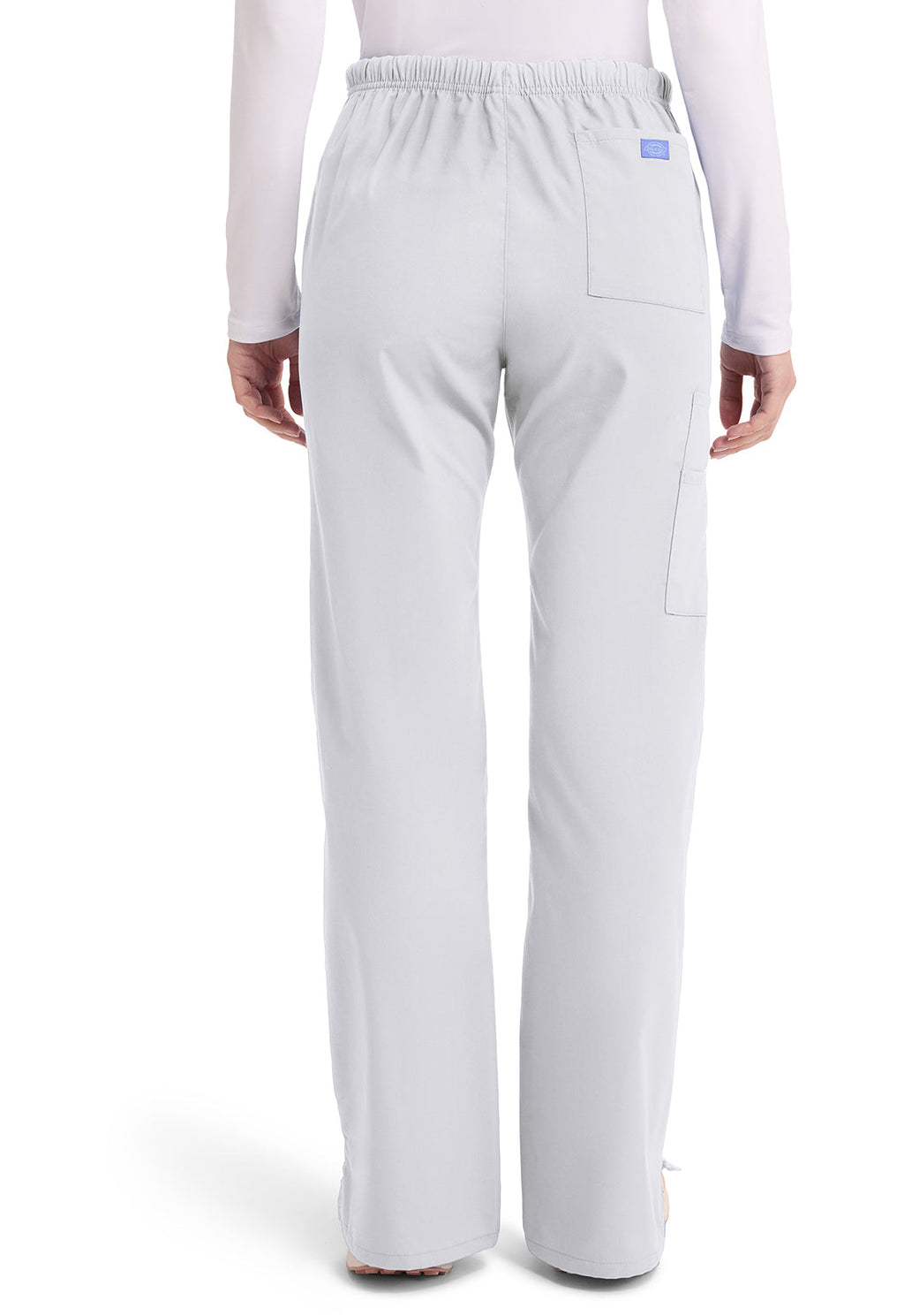 EDS Signature 86206 Women's Mid Rise Drawstring Cargo Scrub Pants White
