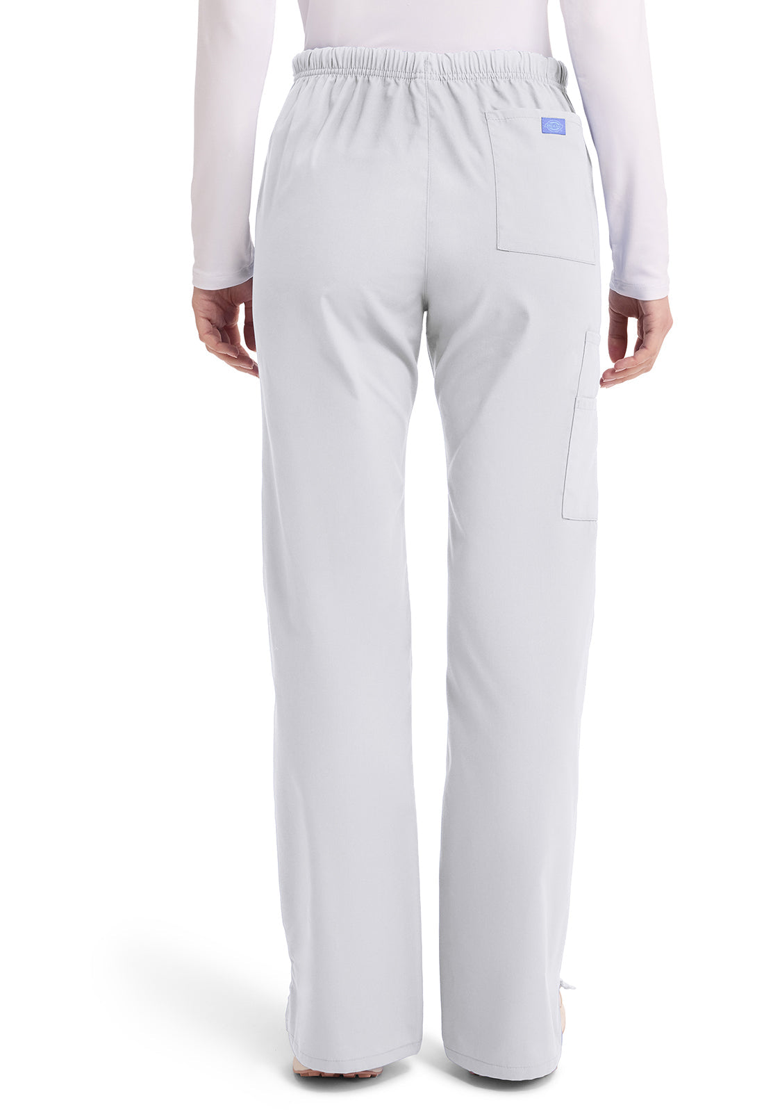 EDS Signature 86206 Women's Mid Rise Drawstring Cargo Scrub Pants White