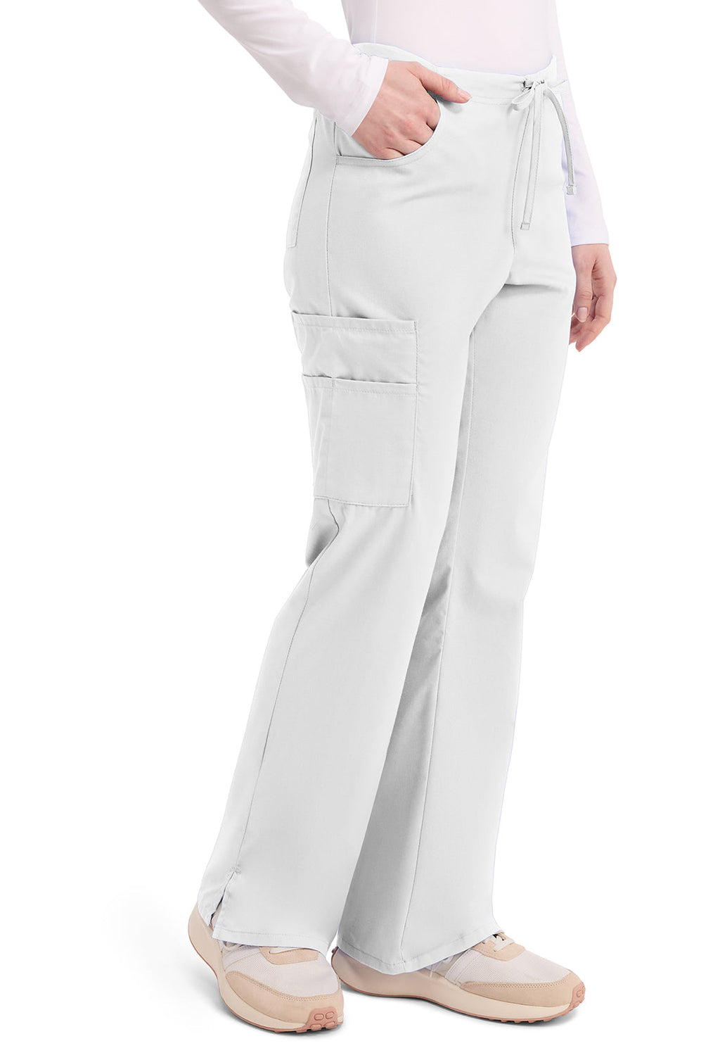 EDS Signature 86206 Women's Mid Rise Drawstring Cargo Scrub Pants White
