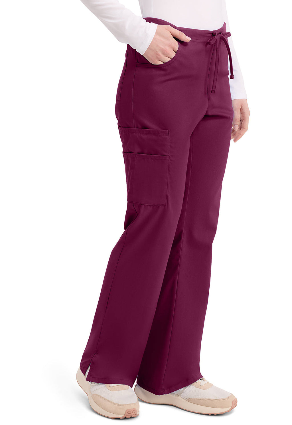 EDS Signature 86206 Women's Mid Rise Drawstring Cargo Scrub Pants Wine