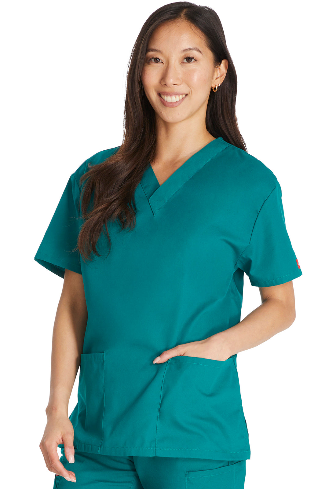 EDS Signature 86706 Women's V-Neck Scrub Top Hunter Green