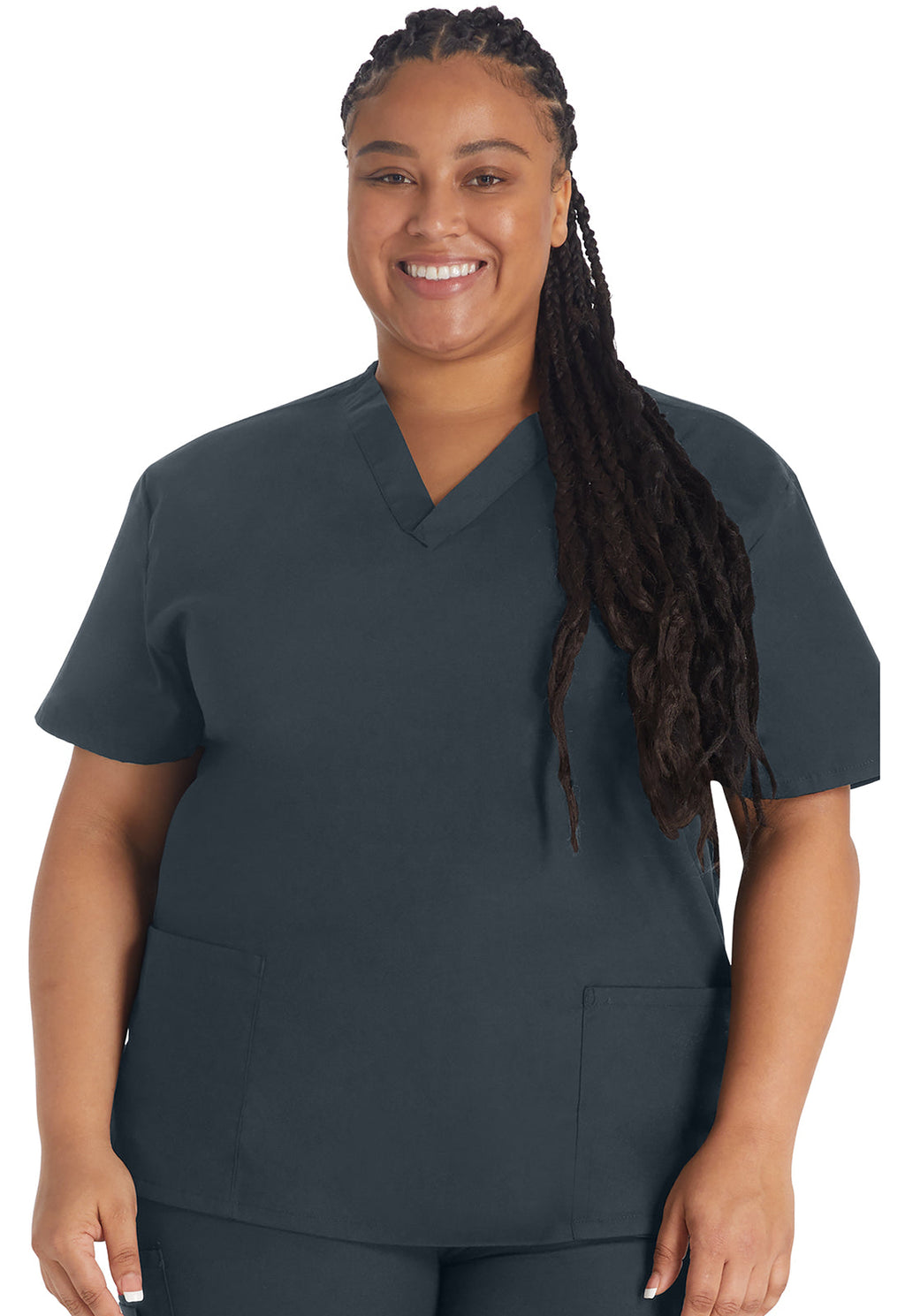 EDS Signature 86706 V-Neck Top Pewter Model Image Front | Dickies