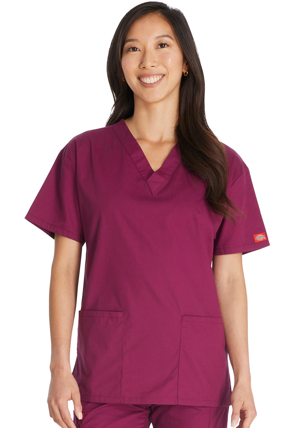 EDS Signature 86706 Women's V-Neck Scrub Top Wine